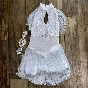 Dance Costume Dancewear Leotard Dress Jazz Ballroom ilogear with Head Piece